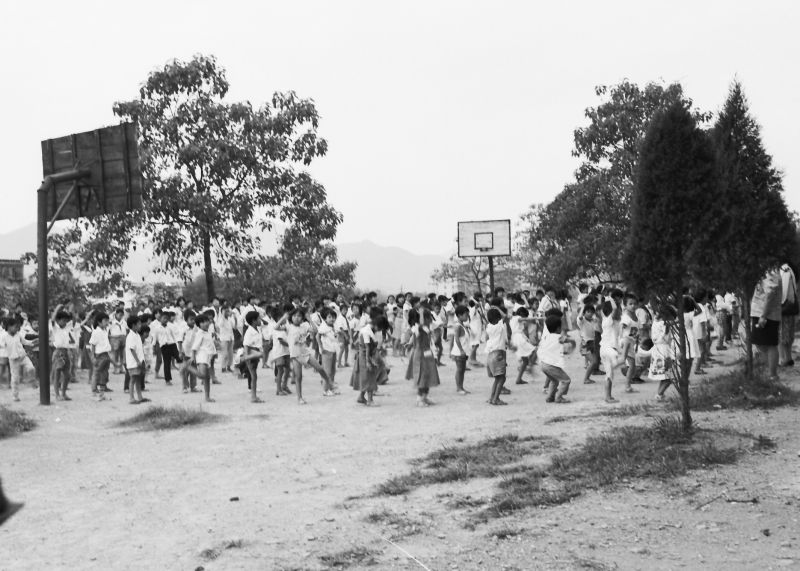 School kids doing gymnastics